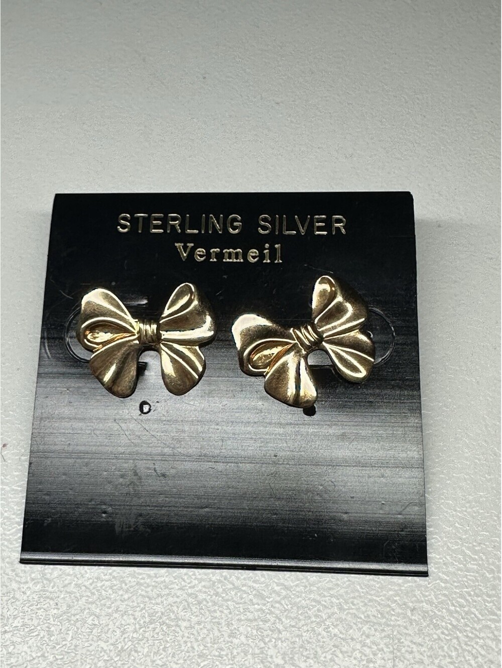 Vintage Gold Tone Bow Stud Earrings